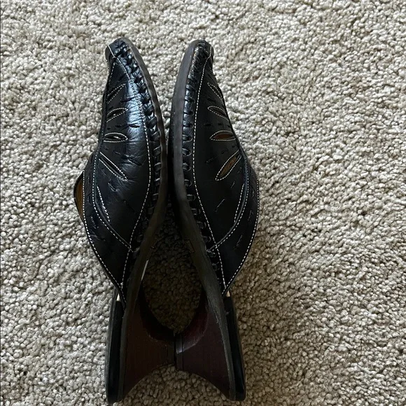 Pikolinos Jerez Black Leather Slip-On Kitten Heel Closed Toe Mules Size EU36 - Picture 6 of 16